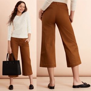 Brooks Brothers Stretch Cotton Twill Cropped Wide-Leg Pants
